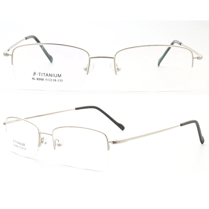 

Квадратная Металлическая оправа для мужских очков, деловые оправы для очков, Полуободковые Рецептурные очки, золотые тонкие легкие оптические очки