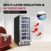 ICYGLEE 15 Inch Wine Cooler Dual Zone Wine Fridge with Digital Temperature Control with Double Layer Glass Door 33 Bottles 4