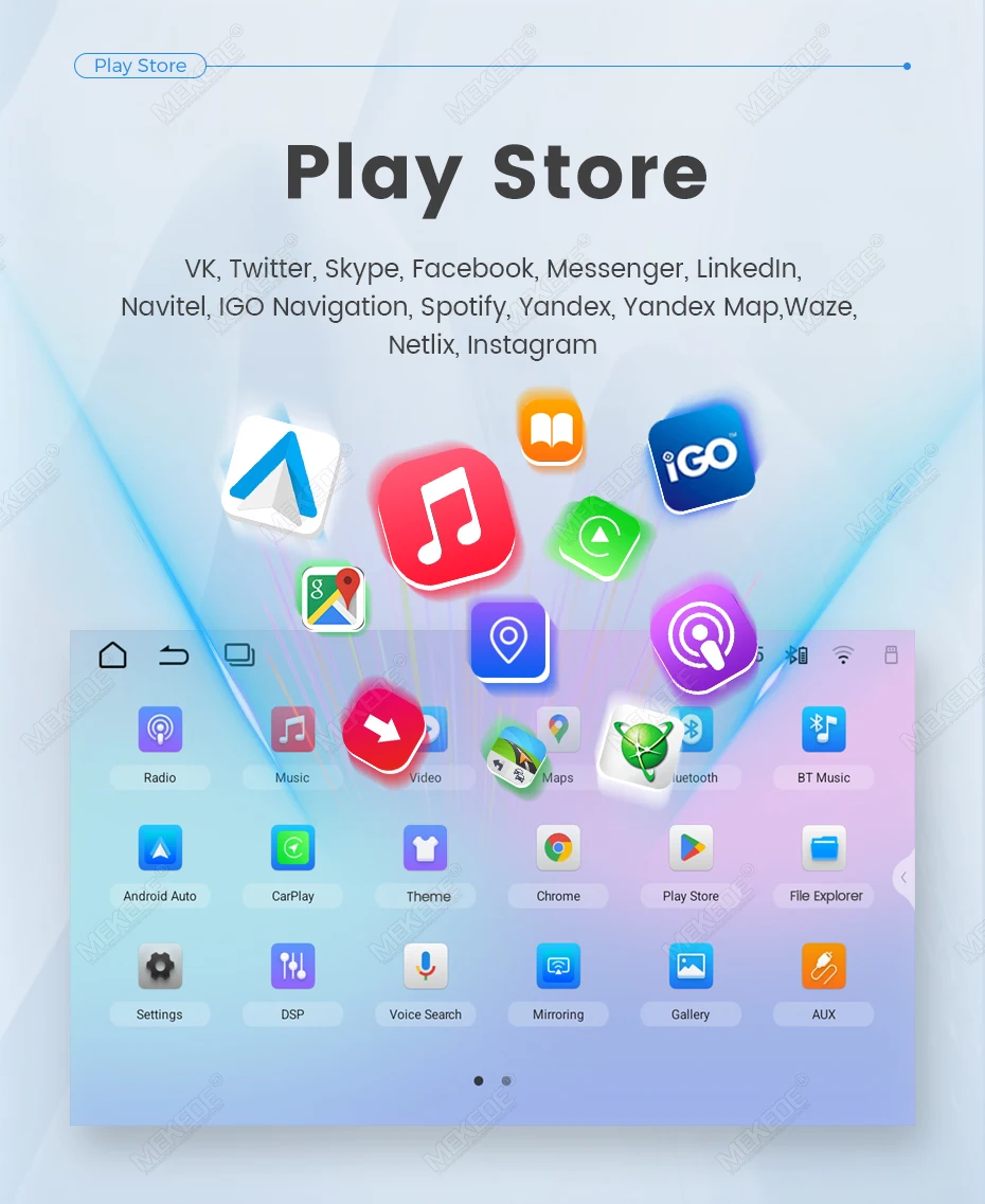 Reproductor Multimedia Universal para Automóvil MEKEDE de 9 y 10 Pulgadas, Carplay, Android Auto, GPS, Unidad Principal Estéreo para Volkswagen, Nissan, Hyundai, Kia, Toyota, Honda 5