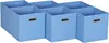 6-pack foldable fabric storage bins, black. Includes handles, ideal for cubbies, closets, or toy organization 6