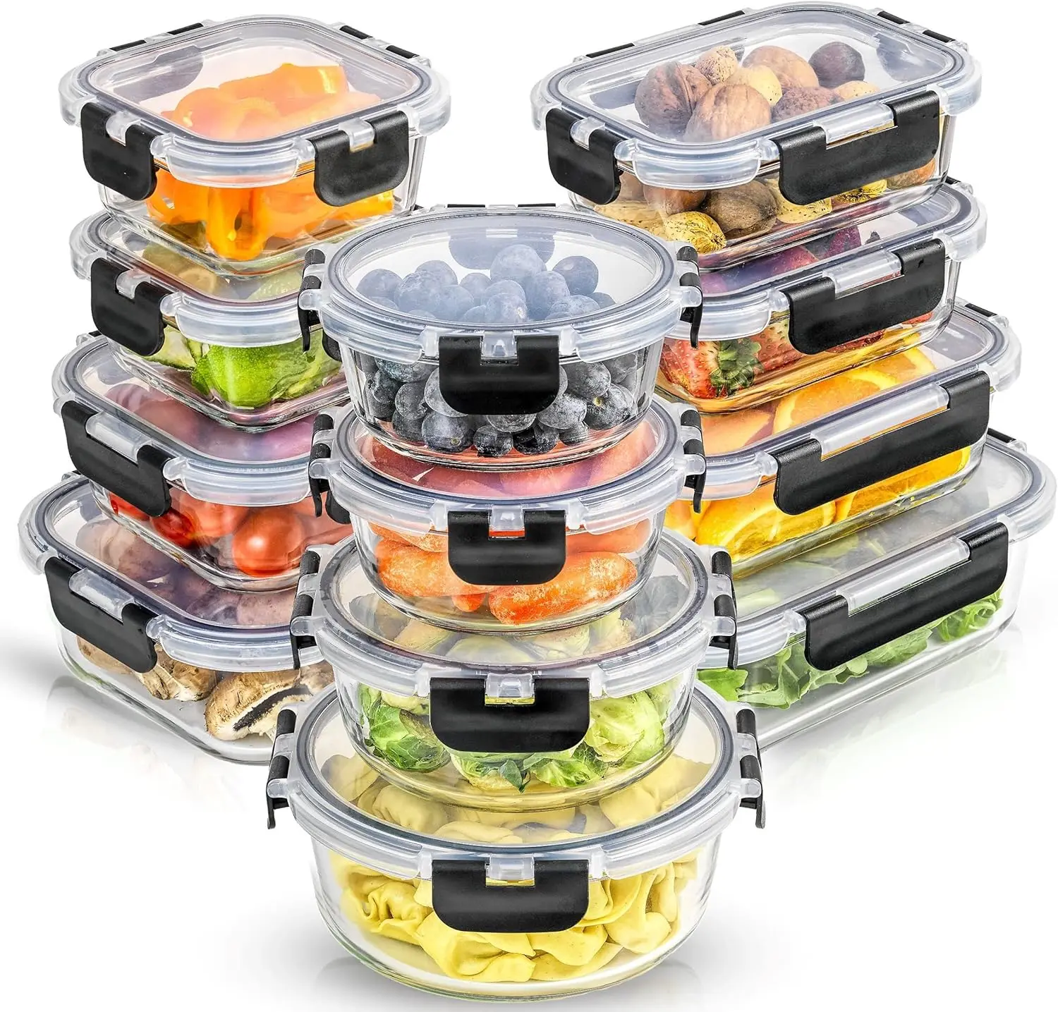 "24pc glass food storage set – 12 airtight containers & lids, freezer-safe" 2