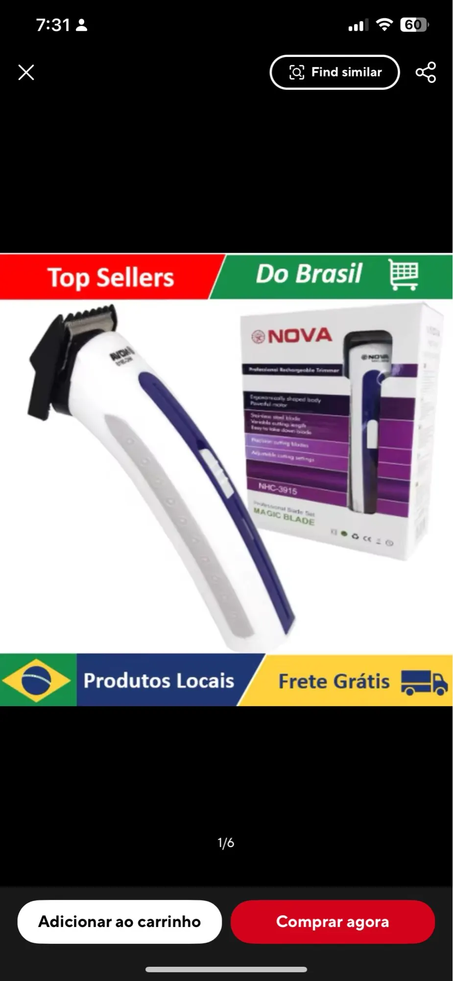 Máquininha De Cortar Cabelo e/ou Barbeador Portátil Aparador Barba 3915 bivolt Recarregável-ENVIO IMEDIATO PARA TODO BRASIL photo review