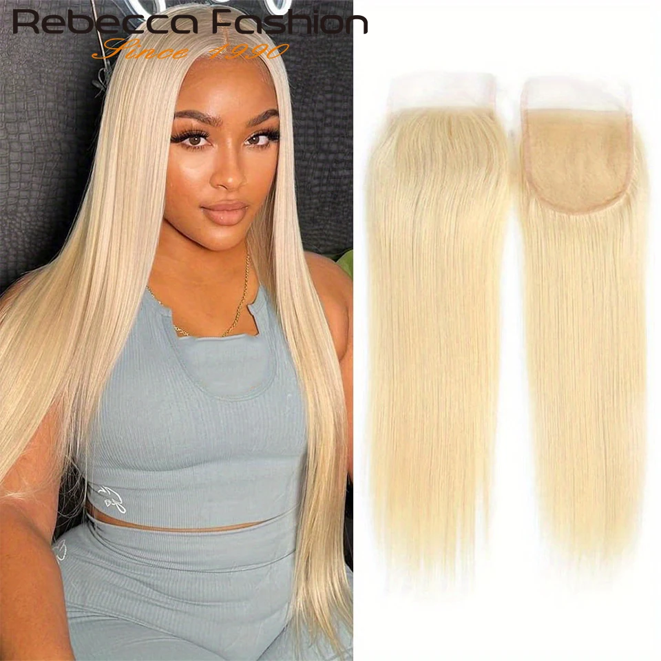 Human Hair Closure Human Hair Lace Product 613 Blonde Human Hair Closure HD Transparent 4x4 Lace Closure Brazilian Straight Remy Lace Pre Plucked With Bady Hair
