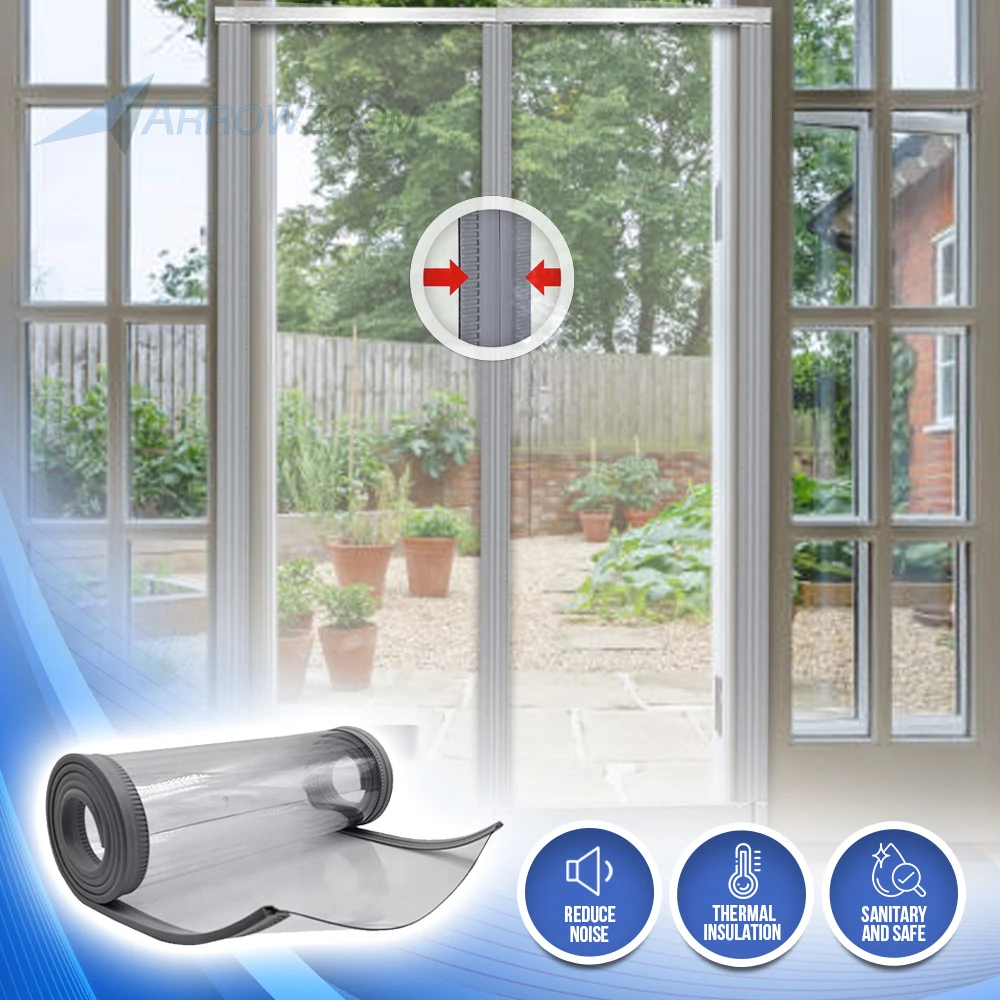 Arrowzoom Heavy Duty Magnetic Transparent Insulated Pvc Clear Pvc Vinyl Tarp Dust Barrier Screen Door Cover Curtain Wall Az1281 - Sealing Strips image pic