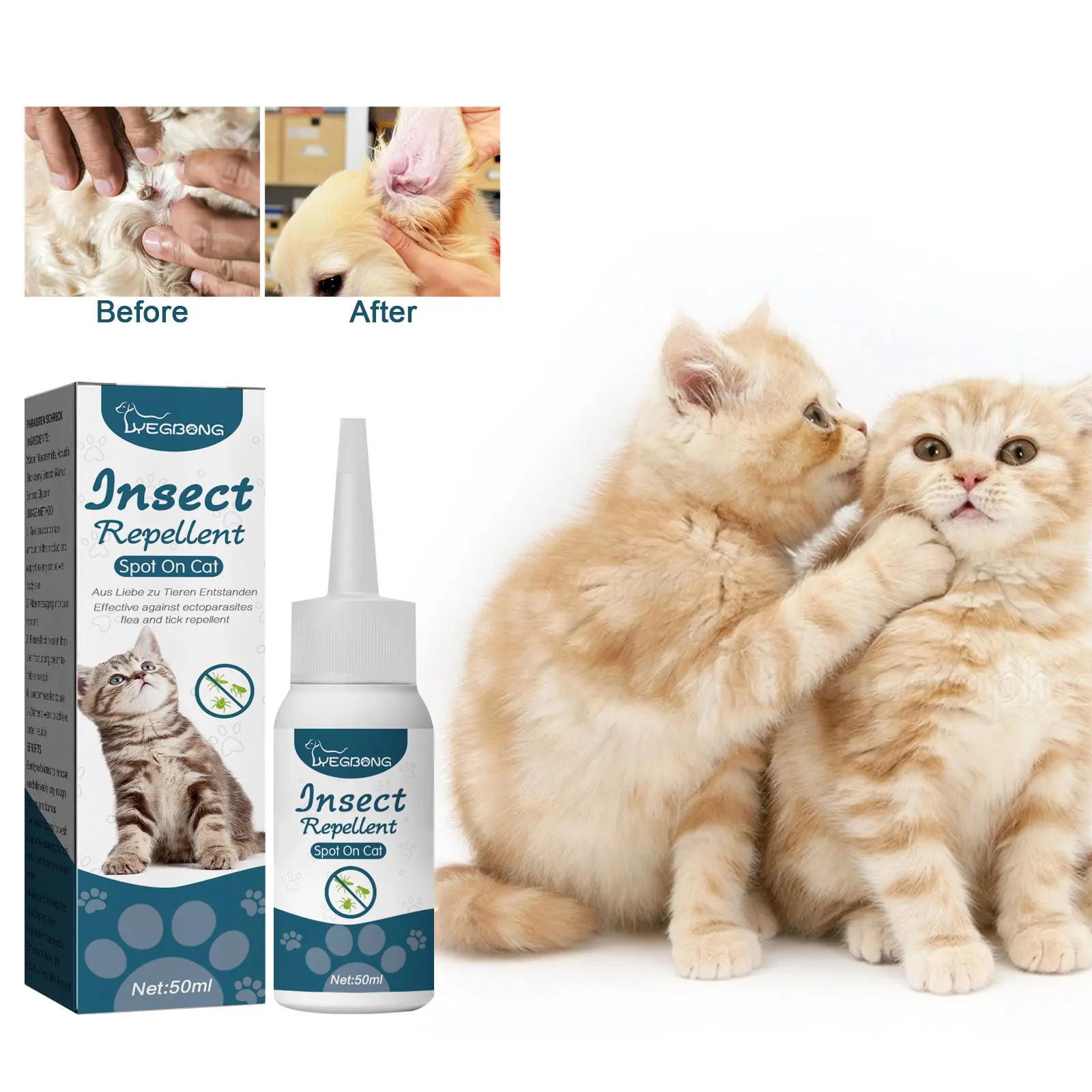 PetFleasKillerDropLiceInsectRemoverFleaTickTreatmentCatInsecticideAntiItchSkin