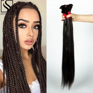 26 28 Inch Straight Bulk Human Hair for Braiding No Weft 100% Virgin Hair Curly Human Braiding Hair Extensions for Boho Braids