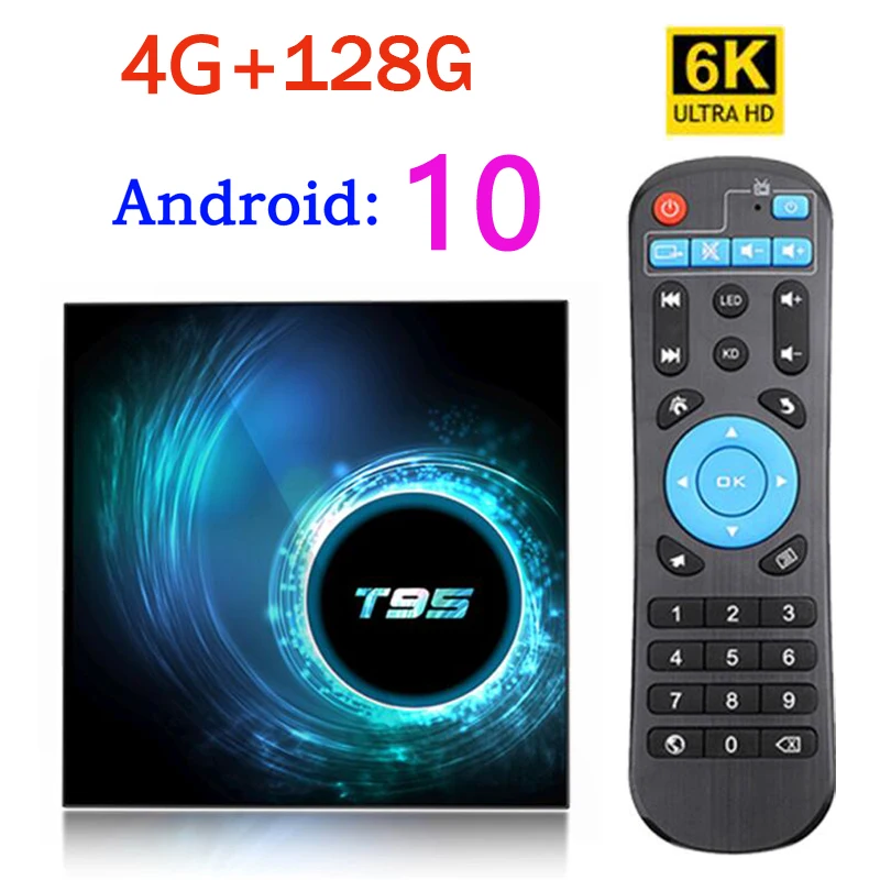 T95 H616 Smart Tv Set Top Box Per Android 10 4Gb 64Gb Allwinner H616 Quad Core Supporto 6 K2.4/5G Dual Wifi Bt 5.0 Tv Set Top Box