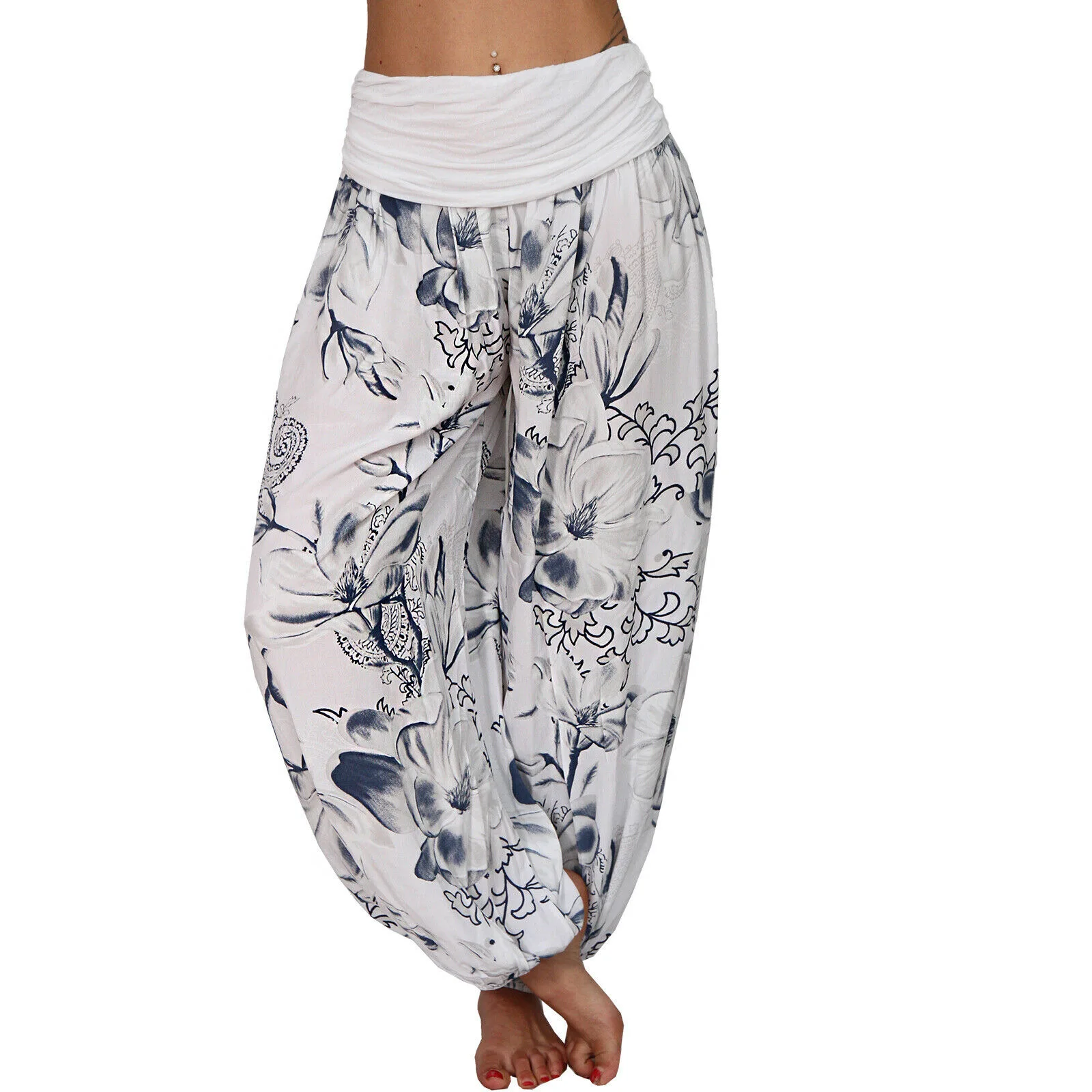 Women's Harem Pants Printed Loose Casual Wide Leg Baggy Fashionable Aesthetic Retro Cargo Jogger Parachute Pants Female Clothing - 5