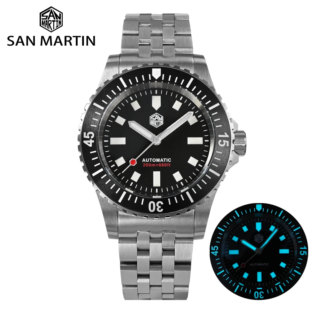 San Martin 41mm Original Design Retro Men Diver Watch Miyota Automatic Mechanical Bracelet Waterproof 20 Bar BGW9 Full Luminous 1