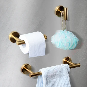 Wandhalterung WC Handtuch- und Papierhalter – Klebstoff Schwarz/Silber Küchenrollenhalter, Hängendes Servietten-Rack, Badezimmer Zubehör, WC Aufbewahrungs-Organizer, Taschentuchhalter mit goldenen Edelstahlhaken