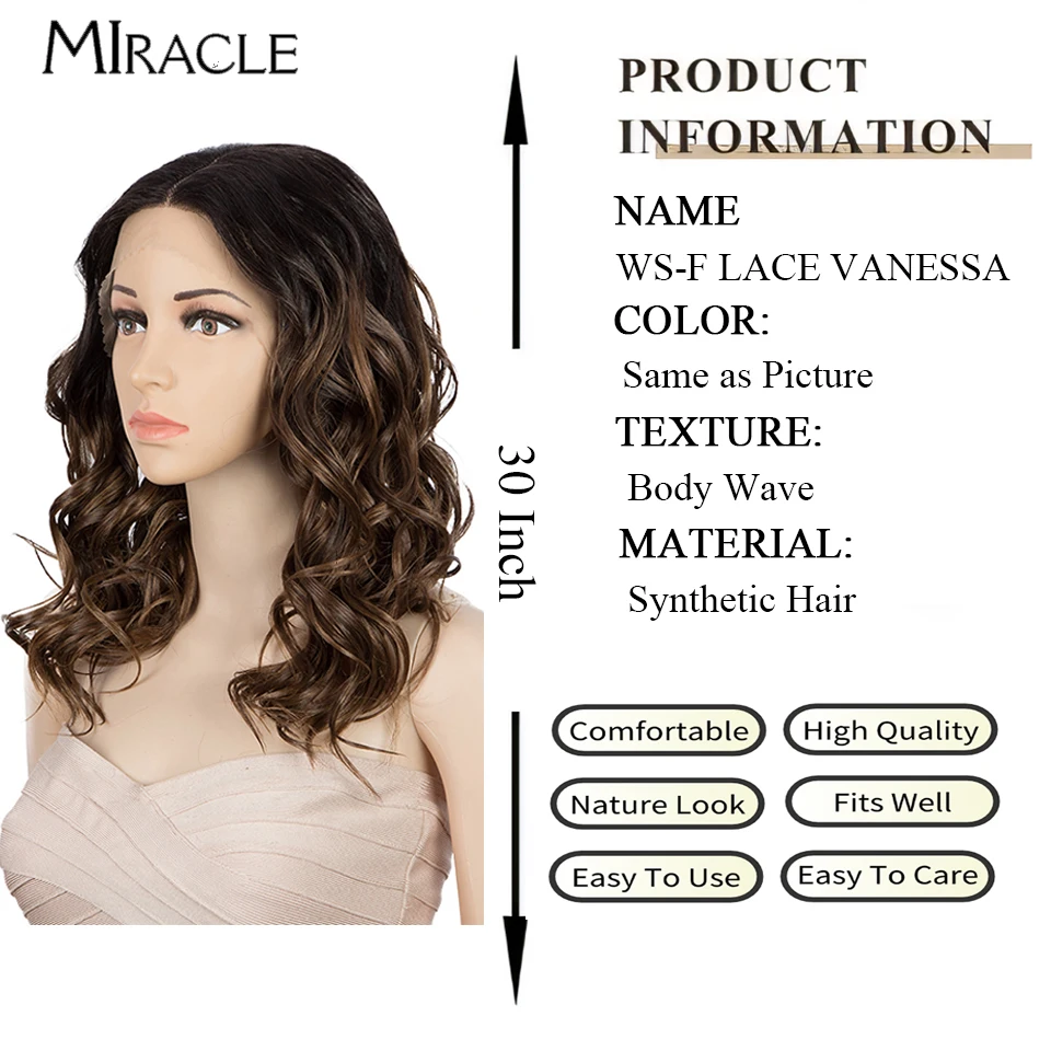 MIRACLE Synthetic Lace Wig for Women 18 Inch Wavy Lace Front