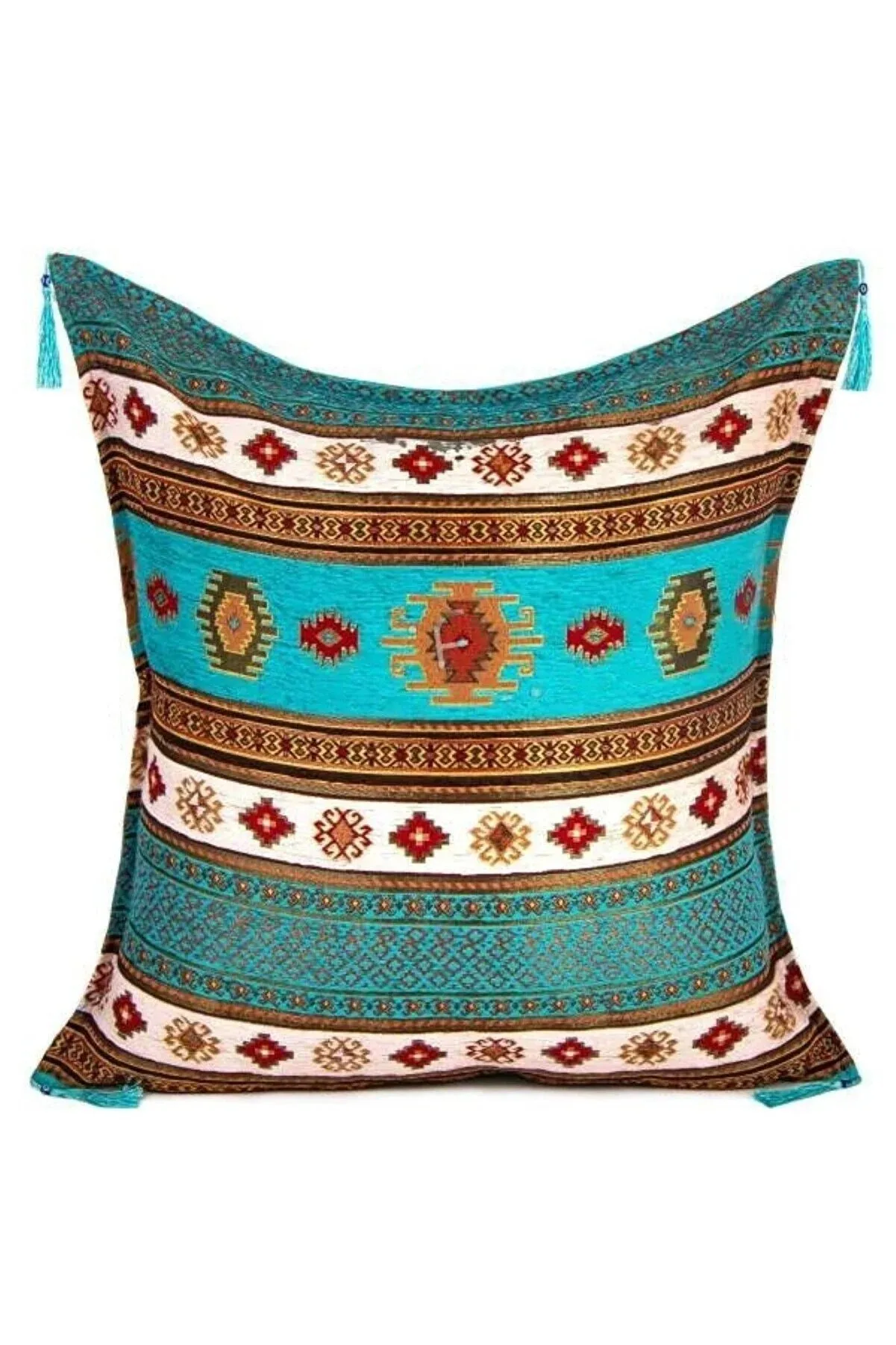 

Тканевый квадратный чехол для подушки NO1 с кисточками Kilim (70 см x 70 см)
