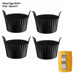 Silicone Nonstick Reusable Egg Cooking Molds for Air Fryer and Microwave (Black 5Pcs)