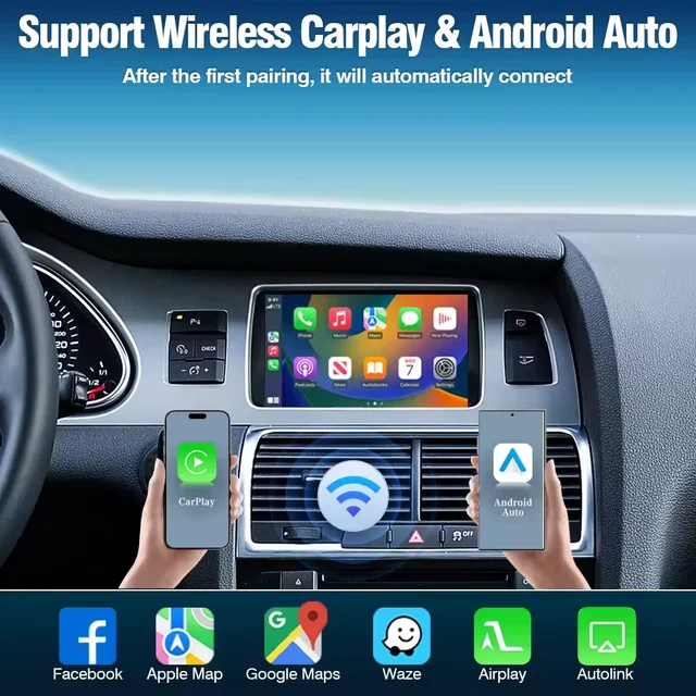 Wireless CarPlay Android Auto Decoder For Audi C6 A6 4f 2010-2012 Q7 4L 2012-2015 MMI 3G With BT Mirror Link AirPlay GPS Module 2