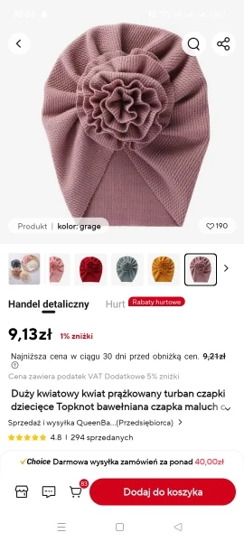 Big Blossom Flower Ribbed Turban Baby Cap photo review