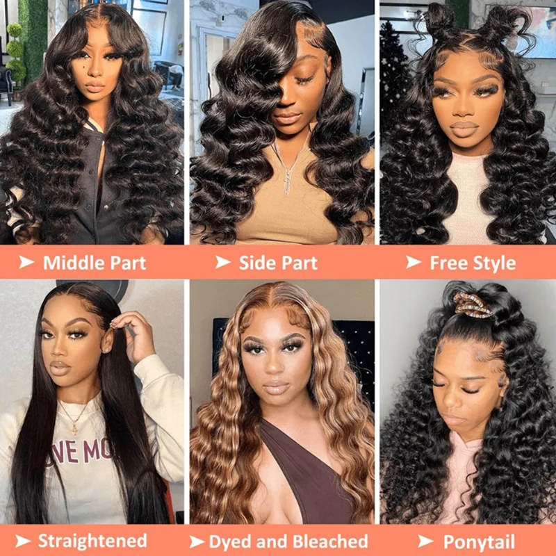 Deep Wave Human Hair Wig 13x4 Lace Front Wig For Women 200% Density Pre-Plucked With Baby Hair Transparent Lace Wig 22 Inch 6