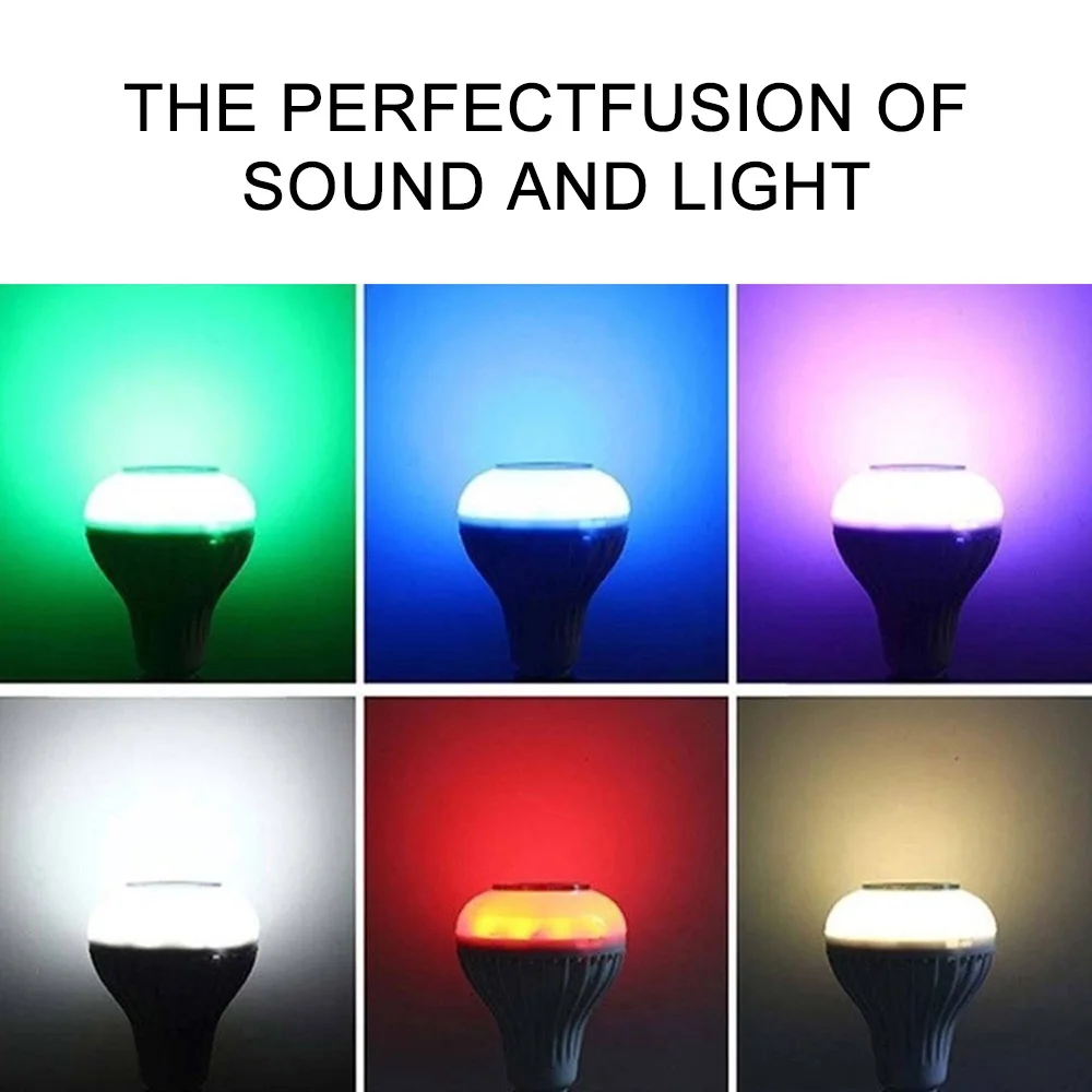 E27 RGBW Music Blub Light Bluetooth Wireless Bluetooth Speaker Lamp AC100V-240V Remote Control LED Smart Bulb for Home Party