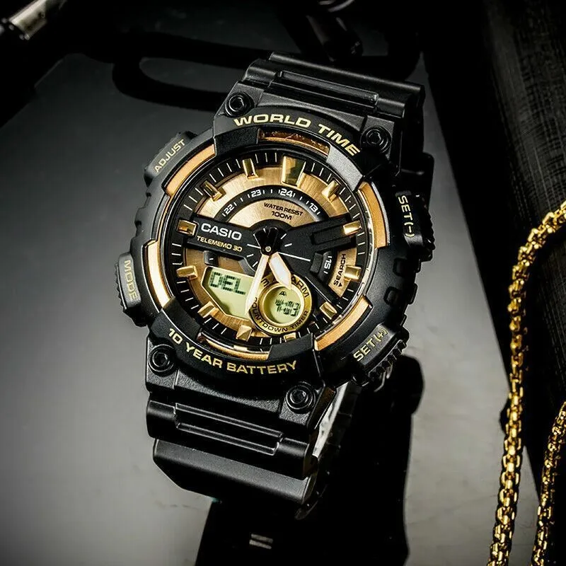 Orologio Sportivo Uomo Casio Aeq-110Bw-9A 100M Wr 10 Anni Tempo Batteria Mondo