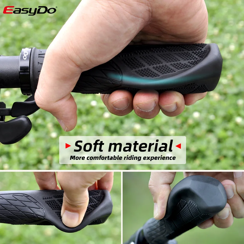 Bicycle Grips Bicycle Handlebar Bike Accessory EasyDo Bicycle Handlebar Grip Anti Slip TPR Rubber Ergonomic MTB Grip MTB Road Bike Shock Absorption End Lock Accessories