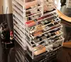 "4-pack clear stackable makeup organizers – 9-drawer vanity storage for jewelry & beauty products" 5