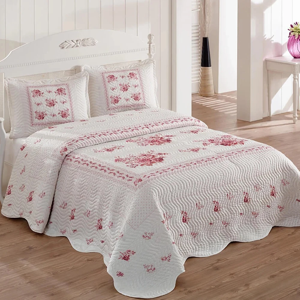 

My blanket Flower Pink Double Personality Quilted Bedspread Washable & Ironed Breathable Micro Fabric Suit Discount Price