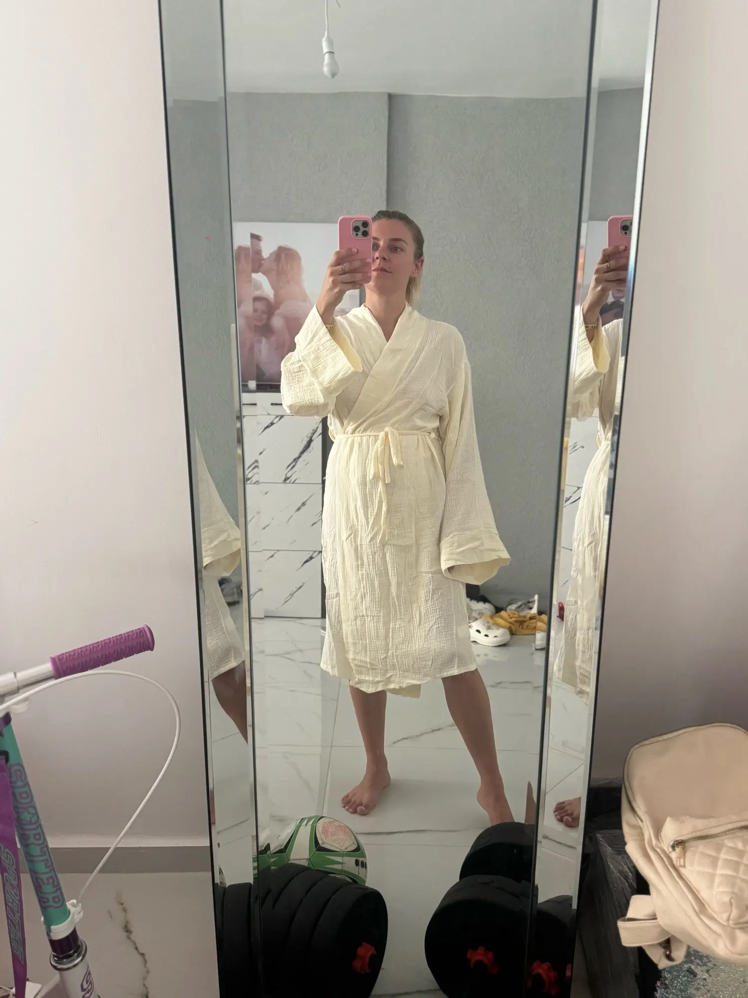 Women's 100% Cotton Long Sleeve Nightgown Robe photo review