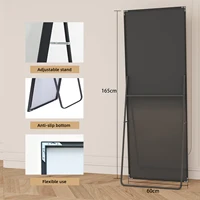 Anajqaqia 165x60cm Зеркало для всего тела, большое напольное зеркало HD с металлическим каркасом, с усиленным стеклом, для спальни, черный/золотой — изображение 4