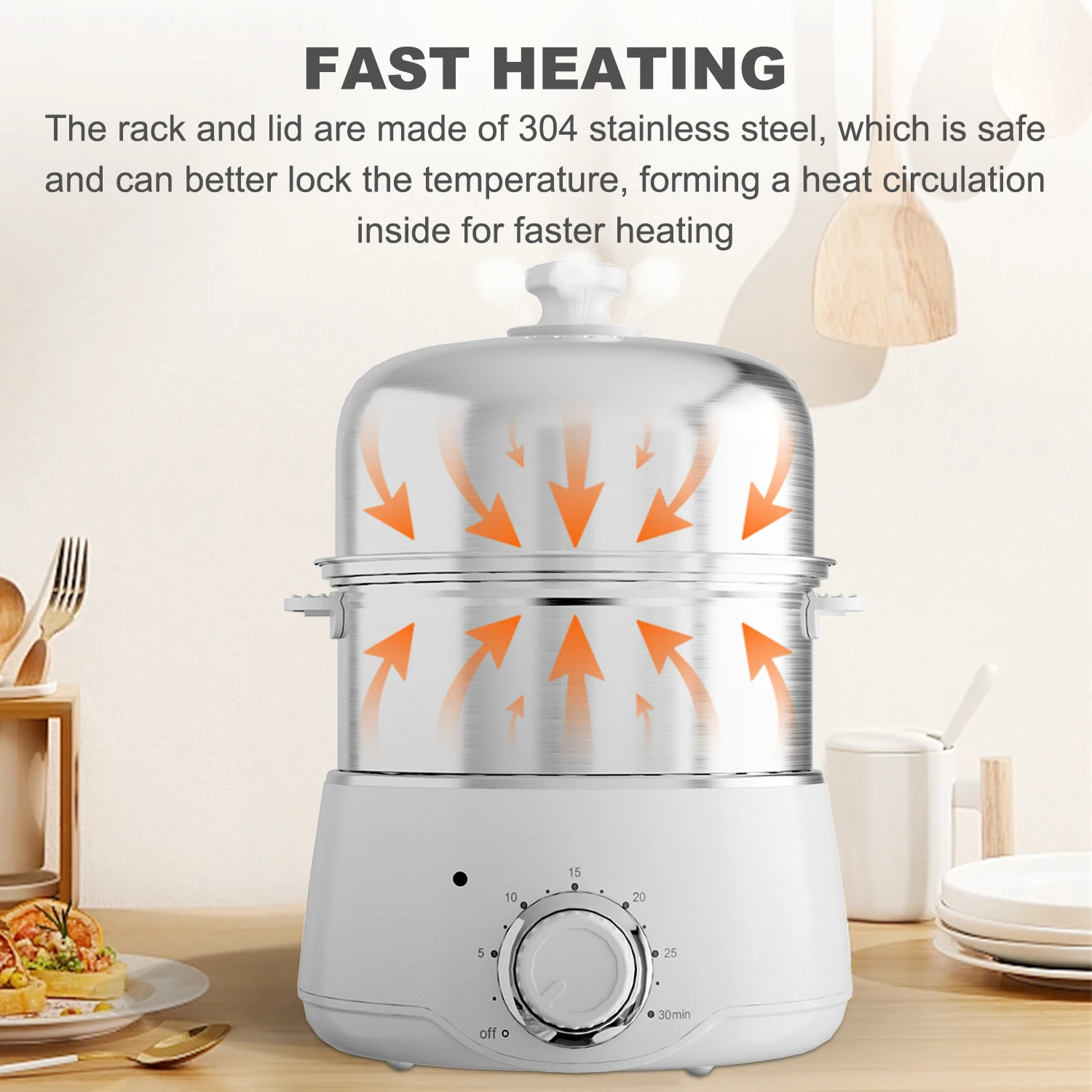 Egg Cooker - CACHOO 14-Egg Capacity Electric Hard Boiled Stainless Steel Egg Cooker with 30-Min Timer and Auto Shut-Off 4