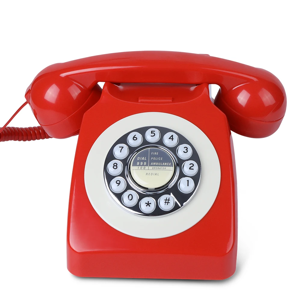 Teléfono Fijo Retro, teléfono decorativo Vintage antiguo, botón grande con  cable, teléfono fijo para el hogar, Hotel, oficina de negocios - AliExpress