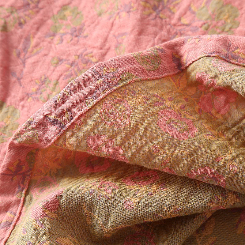Women's Spring Summer Cotton Double Sided Jacquard Kimono Robes Women Japanese Style Nightgown Comfortable Home Bathrobe