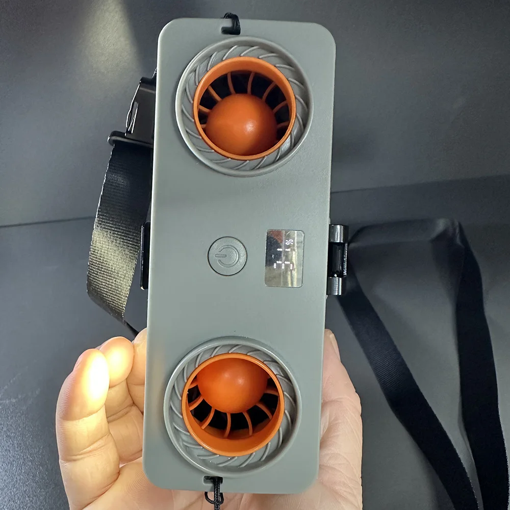 5 Speed 12000mAh Waist Fan, Multi-mode Flashlight Light Include SOS, 5V/2A Output & Input Charging for Phones Tablets Power Bank 5