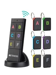 Retekess Wireless Key and Pet Tracker with Remote Control - Includes 1 Transmitter and 6 Receivers (Black)