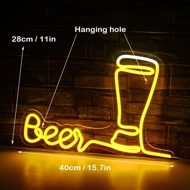 Bier Neon Schild für Wand Dekor, Bier Bar Neon Licht, Bier Led