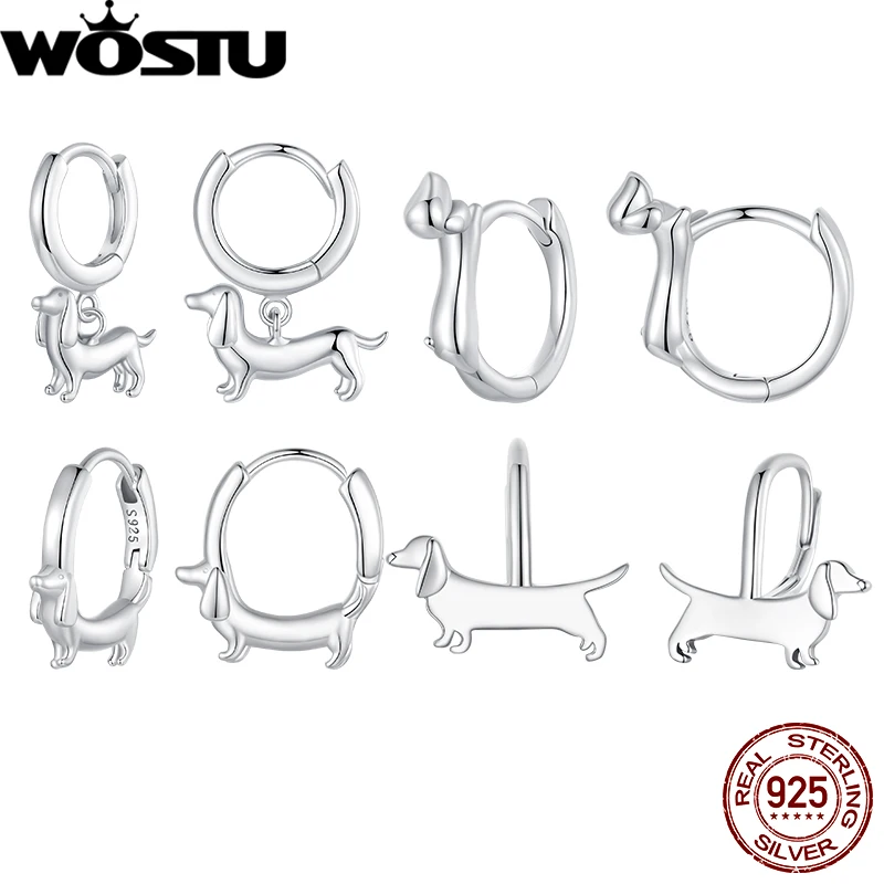 WOSTU 오리지널  거짓말 닥스훈트 후프 귀걸이, 닥스훈트 귀 버클, 여성 개 애호가 특별 선물 주얼리