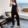 Ladies Onesie Suspender Trouser Pant Loose Casual Female Women One-Piece Wide Leg Romper Overalls Jumpsuit Streetwear Plus Size 3