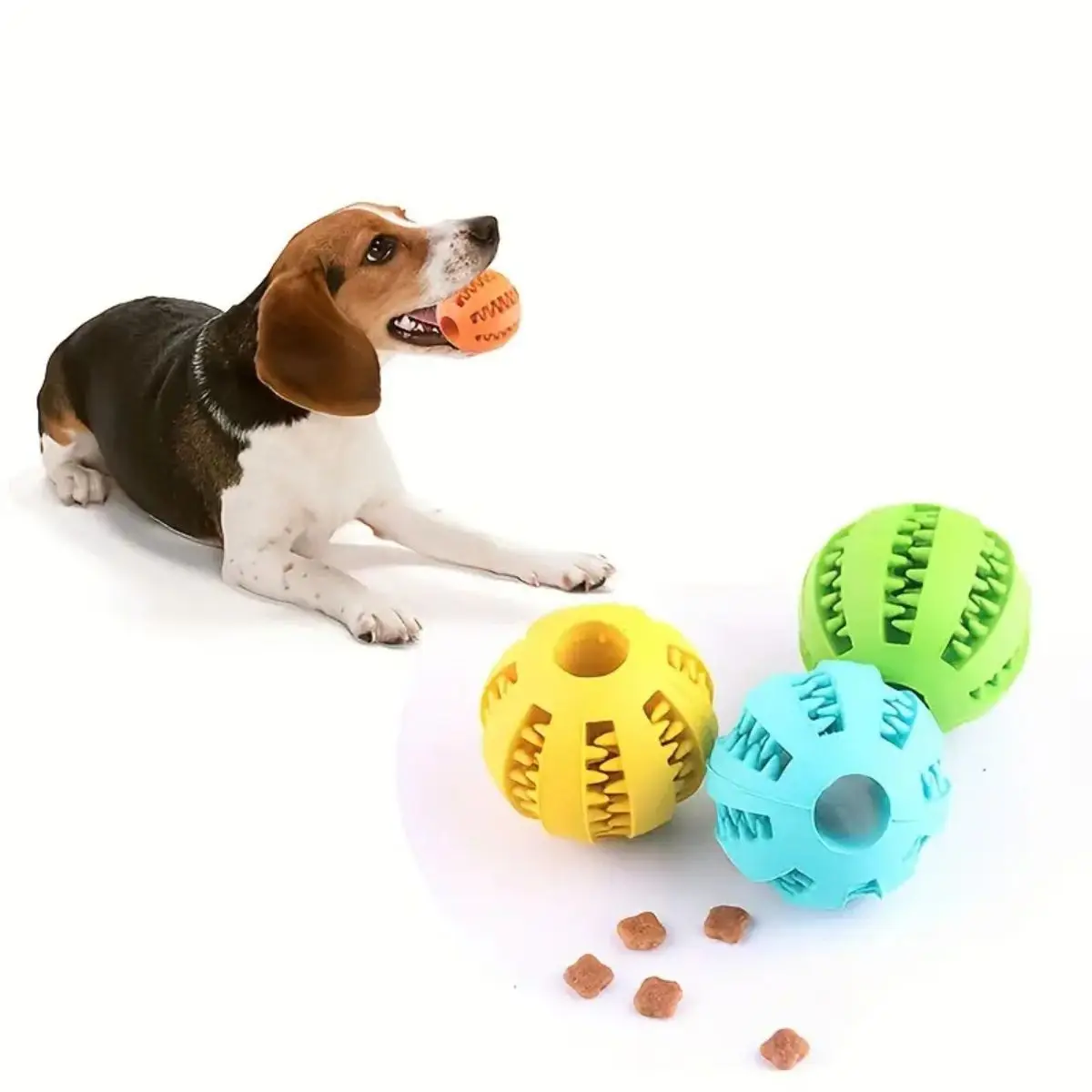 Pelota Juguete Para Croquetas Unicolor Con Diseño Para Limpiar Los Dientes Entrenamiento y Diversión Para Mascota