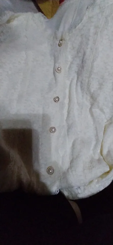 Women's Lace Blouse with Lantern Sleeves - Stand Collar Top photo review