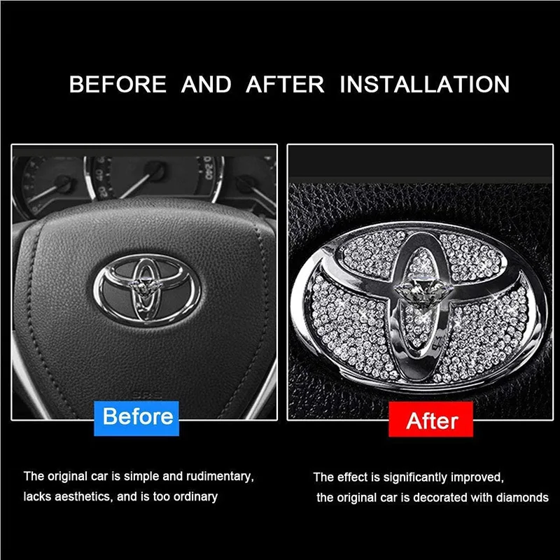 Car Bling Steering Wheel Logo Decal Sticker Interior Accessories Diamond  Metal Emblem Fit For Bmw Hyundai Toyota Honda Mercedes - Automotive  Interior Stickers - AliExpress