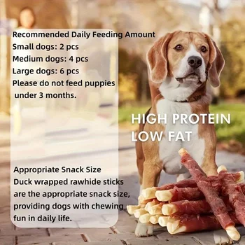 100g/500g(3.53oz/1.1LB) Duck Wrapped Rawhide Sticks, Dog Treats For Small, Medium, & Large Dog, Made With Real Duck, Rawhide 4