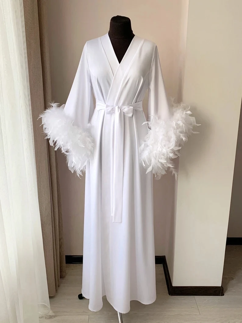 Boudoir Dressing Gown/ Satin Dressing Gown/ Marabou | RebelsMarket