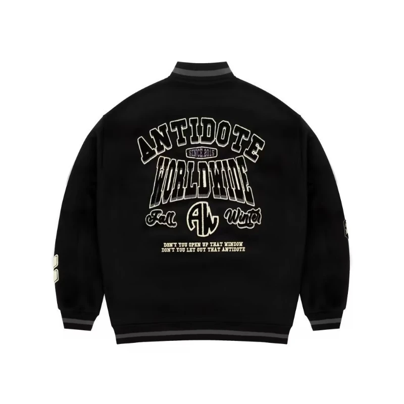Baseball Jersey with Embroidered Words for Men, Fashion Uniforms, Stand Up Collar, Cardigan Outwear, Mexico Jacket,