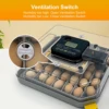 HOWOOlUA 48 Egg Incubator with Auto Temp & Humidity Control - Smart Digital Egg Hatcher Machine with Auto Egg Turner, LED Candle