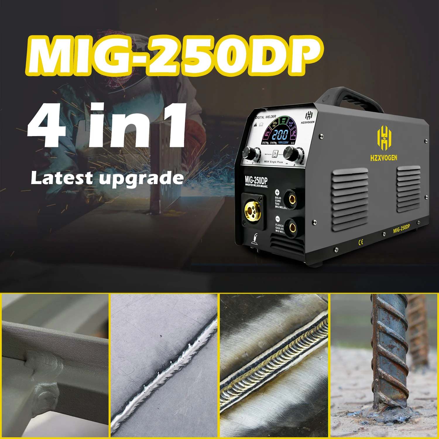 Hzxvogen Mig Welders Mig250dp Pulse Mig Aluminum Gas Gasless Mig Arc