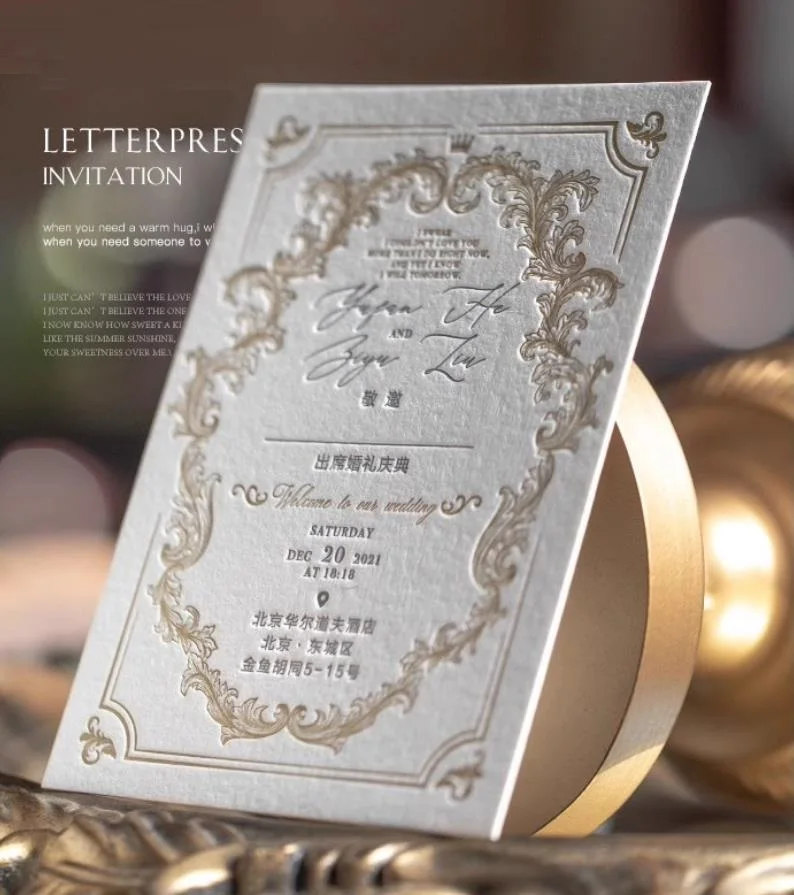 European Retro Style Wedding Invitations High Grade Letterpress Handmade Customized