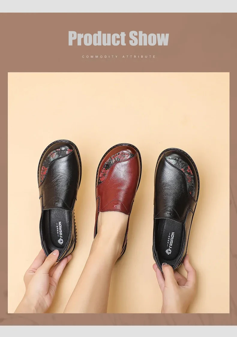 Luxus Bequeme Mama Schuhe frauen Müßiggänger Ballerinas Ältere Frau Echt Leder Mokassins Mom Vintage Schuhe Ohne Absätze – Detail 15