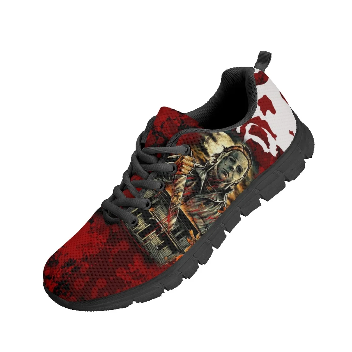 INSTANTARTS Brand Designer Women's SneakersMichael Myers Horror Movie Design Flats for Ladies Lightweight Shockproof Tennis 2023