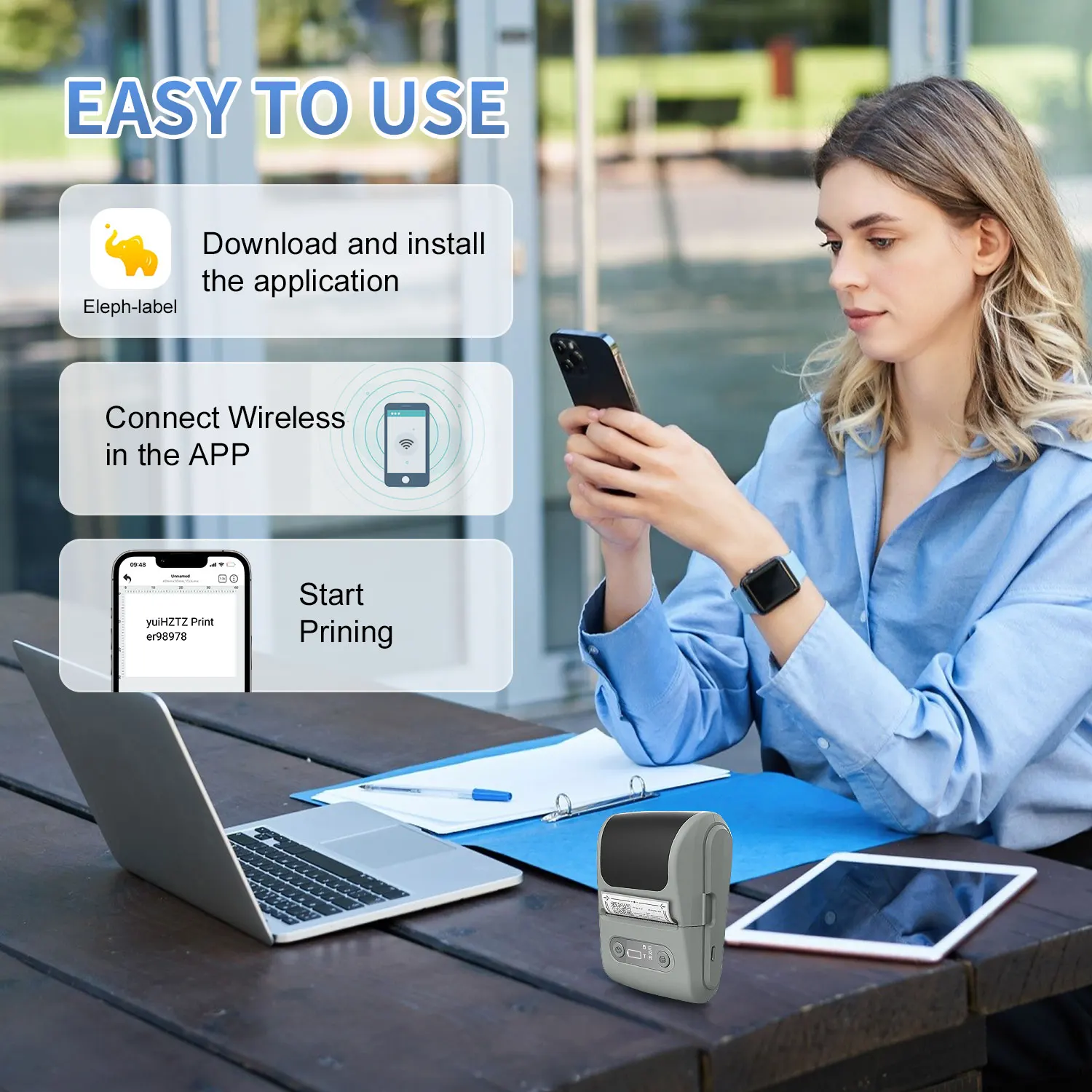 휴대용 P1 블루투스 열전사 라벨 프린터 12-57mm iOS 안드로이드 가격표용 무잉크 바코드 스티커 제작기