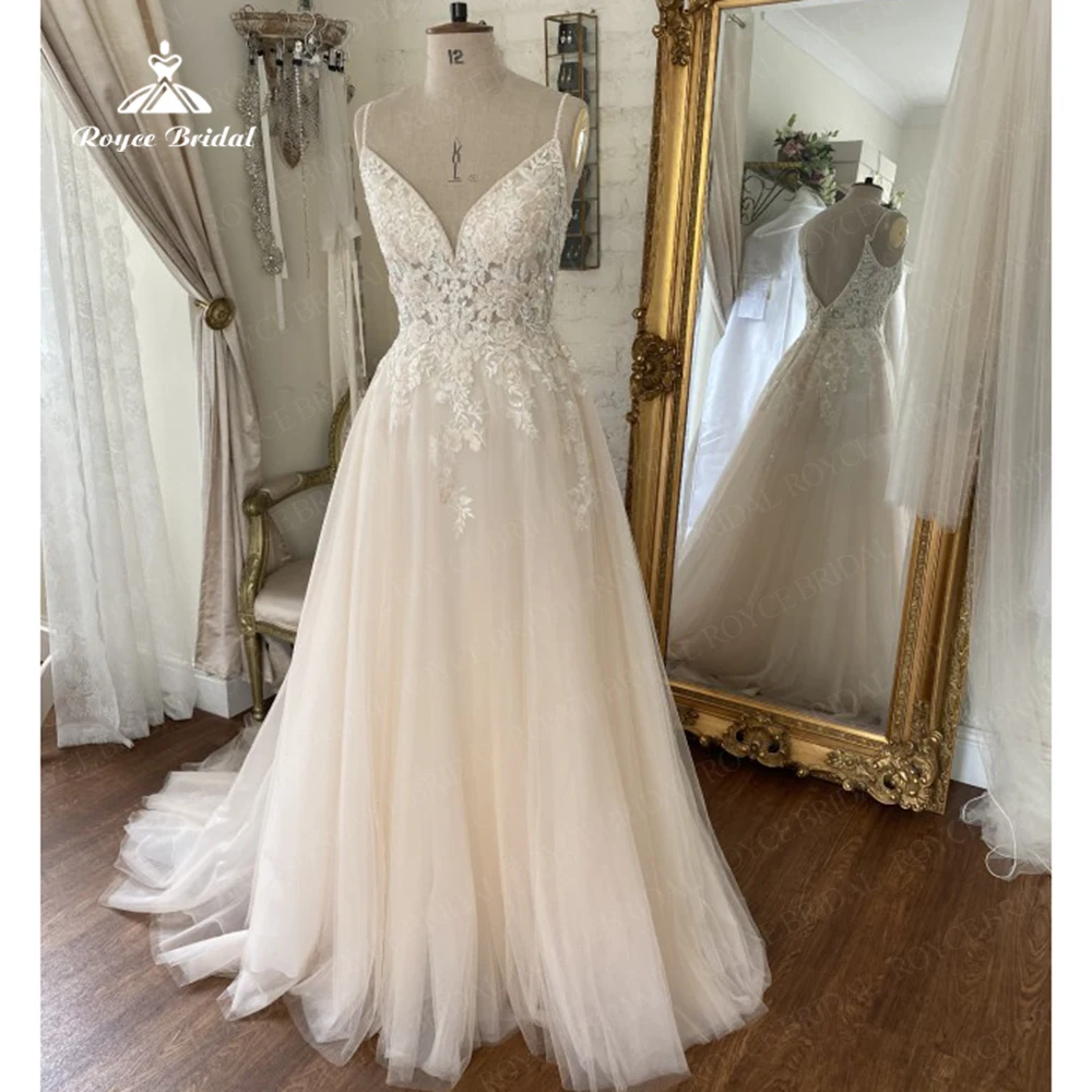 Boho-Light-Champagne-Wedding-Dress-For-Women-2023-Bohemian-Princess ...