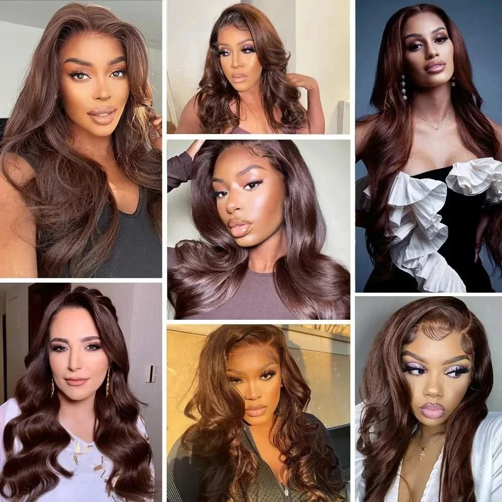 30 40 Inch Chocolate Brown Human Hair Wigs 6