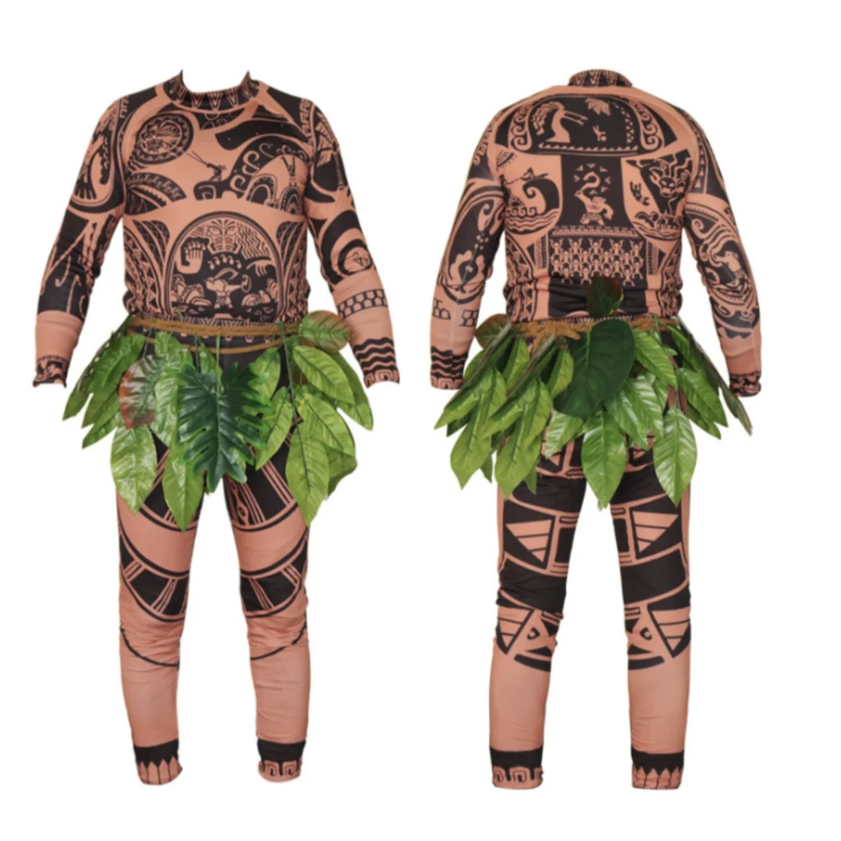 thumbnail image 1 of Venta caliente Moana personaje Cosplay ajustado trajes de una pieza Halloween Maui tatuaje estampado disfraz para adultos y niños, 1 of 4